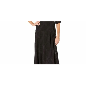 Abito lungo nero da donna Calvin Klein, modello A-Line, taglia 2, con motivo a righe sfumate, in chiffon, con vita naturale. - Product Image 3