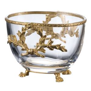Direct Factory Supply Home And Hotel Decorative <b>Silver</b> Shiny Polished Round Shape Serving <b>Bowl</b> With Gold Plated Leaves Designer - Product Image 6