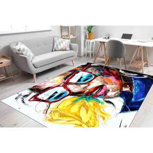 Tapis coloré avec portrait de femme style graffiti : Décoration moderne pour la maison, tapis à poils doux - Product Image 3