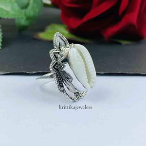 Joyería de declaración bohemia de Plata de Ley 925, anillo de piedras preciosas de concha de cauri y Perla para mujer, regalo clásico de boda y fiesta - Product Image 3
