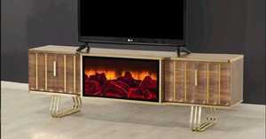 Soporte de TV de madera de lujo contemporáneo Unidad de TV de diseño moderno para sala de estar Dormitorio Comedor Oficina con mesa de vidrio para granja - Product Image 6