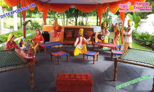 Gran Punjabi tema Dj noche escenario decoración musulmán Henna fiesta colorido escenario indio boda Desi Sangeet noche escenario Decoración - Product Image 6