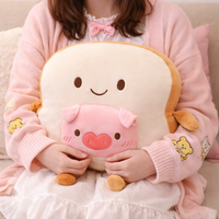 Peluche Piggy Toast 18 pouces super douce, personnalisable ODM, Anime Unisexe, Coussin-couverture thème snacks d'anniversaire, en coton PP brodé