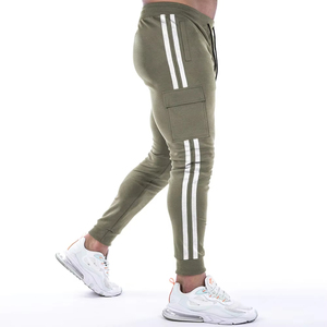 Pantalon de survêtement 100% coton de haute qualité pour hommes Joggers vêtements de plein air décontractés avec fermeture à cordon taille moyenne technique teint en plaine - Product Image 2