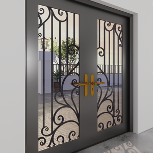 Fotos del diseño de la puerta principal con una fuerte puerta de hierro forjado con detalles de desplazamiento adornados y acabado de marco de metal personalizado - Product Image 4