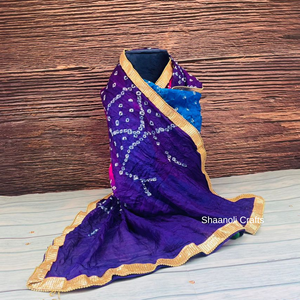 Dupatta Bandhani de luxe et tendance en provenance d'Inde, nouveau dupatta Bandhani en soie avec tissage Zari pour mariage - Product Image 1