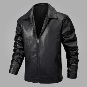 2024 primavera y otoño chaqueta de cuero de motocicleta para hombre de gran tamaño bolsillo negro cremallera solapa Slim Fit Pu abrigo masculino de alta calidad - Product Image 1