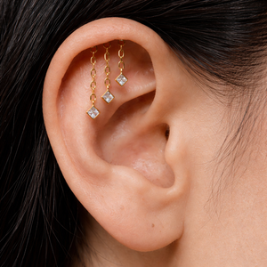Boucles d'oreilles pendantes carrées avec pierres en zircon, bijoux en alliage - Product Image 4