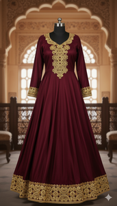 ชุดผ้าปักลายสายทองคำสุดหรูแผ่นปะติดคอแผงด้านหน้าและจับคู่กับเข็มขัดรัดเอว - Product Image 3