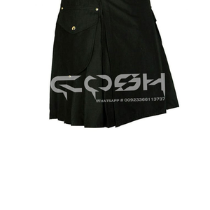 Black Cotton Utility Kilt With <b>Adjustable</b> <b>Straps</b> Tactical Pockets and Durable Design for Versatile and Stylish Everyday Wear - Product Image 6