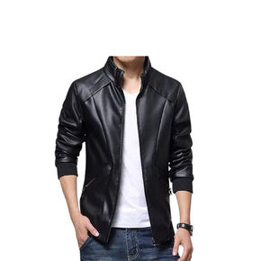 Cheap Price New Stylish Lightweight <b>Leather</b> <b>Jacket</b> <b>Men</b> Stand Collar Windproof Breathable Hot <b>Sale</b> High-quality Customized - Product Image 5