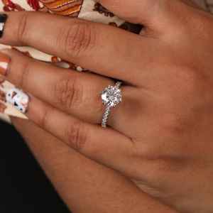 Round Lab Grown Diamond Engagement <b>Ring</b>, Round Lab Grown Diamond Engagement <b>Ring</b> <b>For</b> Her, Diamond <b>Ring</b>, Lab Grown Diamond <b>Ring</b>. - Product Image 2