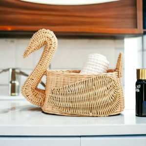 ตะกร้าหวายสานอเนกประสงค์รูปทรงเป็ดตะกร้าหวายสานจากหญ้าทะเลตะกร้าเก็บของเล่นบ้านห้องนั่งเล่น - Product Image 1