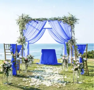 Shiny Beauty Royal Blue Sheer Voile Chiffon Backdrop for Wedding Event Decoration