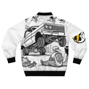 เสื้อแจ็คเก็ตบอมเบอร์แบบซับลิเมชั่นสำหรับผู้ชาย พิมพ์ลายทั้งตัวตามสั่ง เสื้อแจ็คเก็ตวาร์ซิตี้ รับผลิตตามแบบ (OEM) จำหน่ายจำนวนมาก - Product Image 4