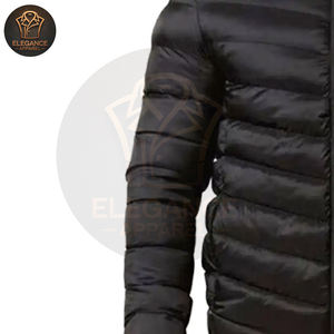 Chaqueta de Invierno con Capucha y Cremallera Completa, Color Negro, Chaqueta Acolchada Gruesa para Hombre, Chaqueta Universitaria de Béisbol - Product Image 5