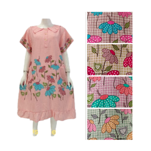 Super suave patrón floral señoras verano ropa de dormir Jumbo uso diario corto camisón botón frontal térmico transpirable rayón - Product Image 4