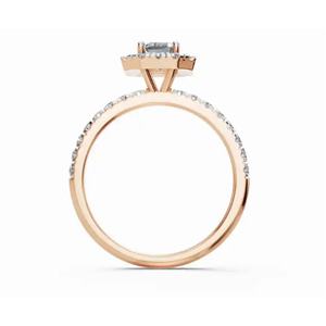 Anillo de Compromiso Exclusivo con Halo de Diamantes y Luminiscencia Esmeralda, 1.263 Ct, Oro de 9, 14 y 18 Quilates, Proveedor Mayorista OEM - Product Image 4