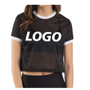 Boxy Fit Lưới T-Shirts Cắt Jersey Cao Đường Phố Thể Thao Đường Phố Mặc Với Thiết Kế Trống Mẫu Thư Boxy Phù Hợp Với Lưới T-Shirts - Product Image 6