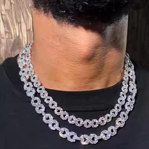 Fully Iced Out Cuban Link Chain white <b>Gold</b> With Round Diamond Lab Grown Diamond Hip Hop Cuban Chain - Product Image 1