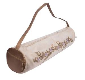 Paquete de transporte de lona de algodón ecológico Bolsa de yoga Bolsa de esterilla de yoga | Bolsa de tela de esterilla de Yoga de algodón con cremallera completa con bolsillos - Product Image 3