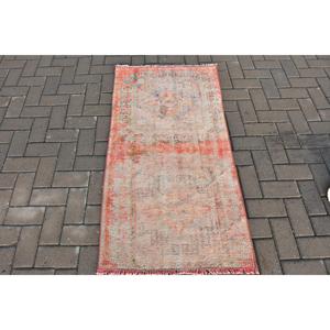 2.4x4.6 ft Turkish Rug, Vintage Small Rug, <b>Red</b> Blue Polka dot <b>Wool</b> Rug - Product Image 1