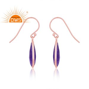 Pendientes colgantes de piedras preciosas de cuarzo de Aventurina amatista chapada en oro rosa de plata esterlina superventas, fabricante de joyería personalizada - Product Image 3
