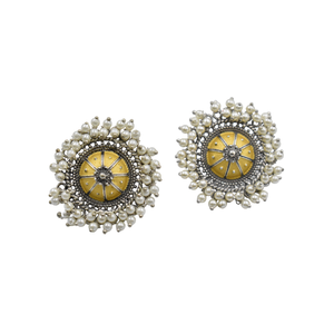 <b>Top</b> Selling Premium Quality <b>Silver</b> Look Alike Dualtone Stylish Beautiful Stud Earring Jewelry for Girls and <b>Women</b> at Best Price - Product Image 1