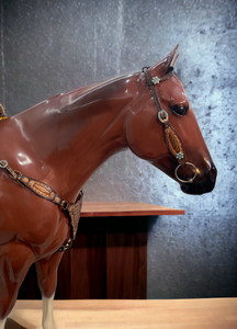 Têtière de cheval en cuir de vache d'alligator brun clair au design personnalisé intelligent, sculpture de style occidental pour l'équitation d'Argentine - Product Image 5