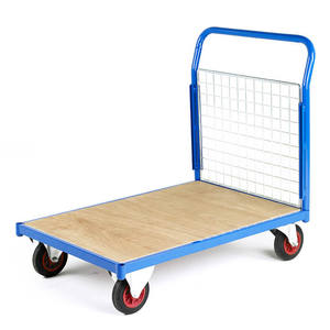 Chariot de stockage industriel à lit plat Chariot de fret en acier enduit de poudre à quatre roues réglable et résistant pour une utilisation en entrepôt industriel - Product Image 4