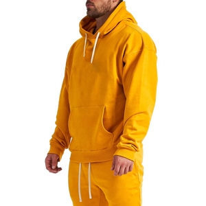 Sweat à capuche d'automne 100% coton uni pour hommes avec coupe régulière et texture en tricot doux pour la mode streetwear urbaine - Product Image 1