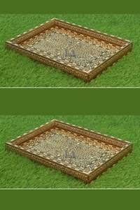 BANDEJA CON INCRUSTACIONES HECHA A MANO BANDEJA PARA SERVIR INCRUSTACIÓN DE HUESO DE LUJO Ramadán Desayuno Comida Fruta Café Té Bandeja decorativa - Product Image 4