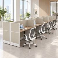 Bureau de travail moderne multi-personnes, table linéaire pour personnel avec cloison d'intimité élevée pour espace de travail ouvert
