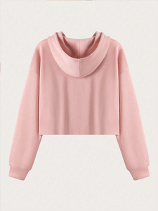 Sweat à capuche OEM pour femme grande taille, coupe courte, en molleton de coton délavé, à épaules tombantes, avec cordon de serrage et capuche brodée personnalisée, pour l'automne/hiver - Product Image 2
