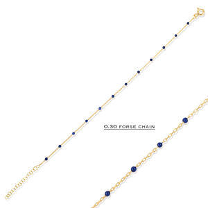 Dark Blue Enamel Design Gold Plated Turkish Handcrafted Wedding Trendy 925 Sterling Silver <b>Chain</b> Bracelet - Product Image 6