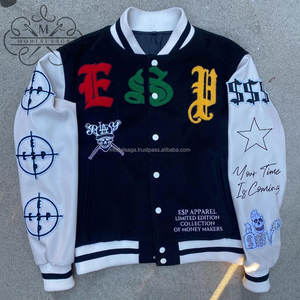 Chaqueta universitaria de alta calidad para hombre, parches de chenilla bordados, chaqueta universitaria de béisbol personalizada con letras, ropa de calle ODM OEM - Product Image 2