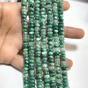 Pierre de lune enduite à facettes en forme de rondelle 7-8mm perles de forage central mystique pierre de lune couleur verte pour la fabrication de bijoux - Product Image 4