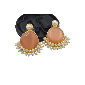 ต่างหูชุบทอง18K ต่างหูเม็ดกลมทำจากสเตนเลสธรรมชาติ - Product Image 1