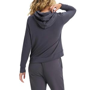 Premium Terry Cotton Women's Slim Fit Hoodie Casual <b>String</b> Pullover Custom Logo Breathable Blank Yoga <b>Top</b> No Pocket Split Hem - Product Image 2