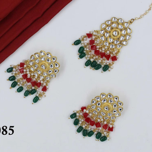 Pendientes de aleación exquisitos a la moda con juego de Maang Tikka para mujer, joyería étnica tradicional para fiesta de Boda nupcial - Product Image 1