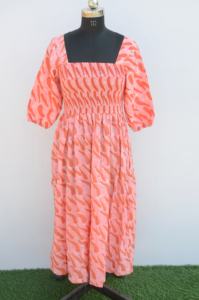 New Arrival Bohemian Maxi Dress Block Printed Pattern Casual Wear for Women Free Size Plus Size <b>Natural</b> ODM Gift for Her - Product Image 2