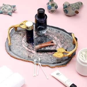 Handmade Acacia Wood Serving Tray Metal Handle-Luxury Simple Design Multifunction Dishwasher Safe-Home <b>Kitchen</b> Desk Tableware - Product Image 3