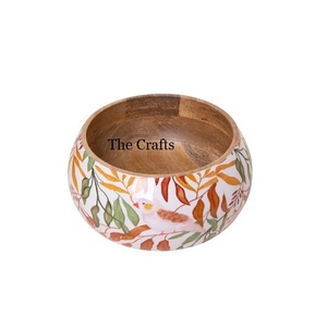 Tazón de madera para servir alimentos con diseño impreso y cuchara, tamaño y forma personalizados, a bajo precio. - Product Image 4