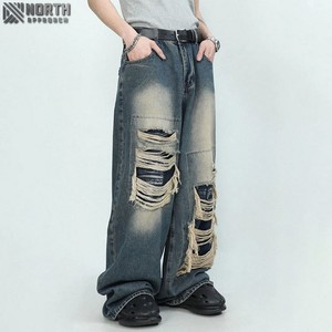 กางเกงยีนส์แฟชั่นลำลองสำหรับผู้ชายกางเกงยีนส์ทรงหลวมสีม่วงสไตล์วินเทจสไตล์สตรีท - Product Image 5