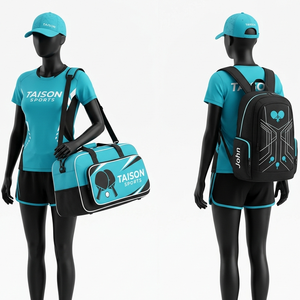 Bolsa de Tenis Premium de Poliéster de 600 GSM, Color Turquesa con Panel de Contraste Negro, Logotipo Personalizado con Bordado e Impresión - Product Image 1