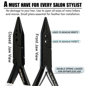 Extensión de cabello profesional Micro Link Tool Microbead Closer and Remover Plier Hair Puling Hook and Parting Ring Acero inoxidable - Product Image 4