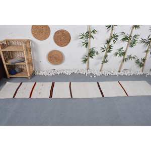 Alfombra clásica moderna de lana a rayas blancas y negras con respaldo de látex de 1,7x9,9 pies para entrada, pasillo y uso en la sala de estar - Product Image 1