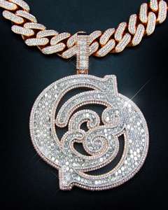 Collar con Colgante de Diamante de Corte Brillante Redondo Estilo Hip Hop con Moissanita, Chapado en Oro de 18K y Plata de Ley 925 - Product Image 1