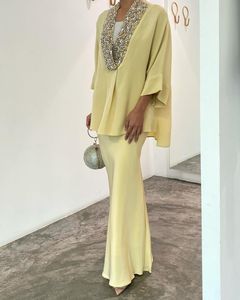 Élégant Cristal Perlé Agrémenté à Lacets Satin Modeste Haute Qualité Style Vintage Deux Pièces Ensemble Silhouette Droite Soirée - Product Image 1