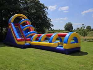 Aire de jeux gonflable professionnelle 12x4x6h m – Toboggan gonflable en PVC – Utilisation professionnelle extérieure/intérieure/aquatique – Conforme aux normes européennes - Product Image 1
